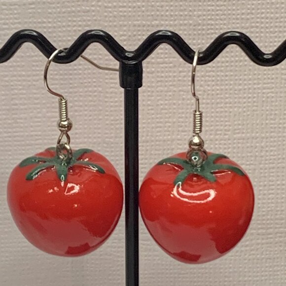 Tomato Earring, Fruit Earring, Vegetable Earring, Funny Food Earring, Gift Idea - Picture 4 of 4